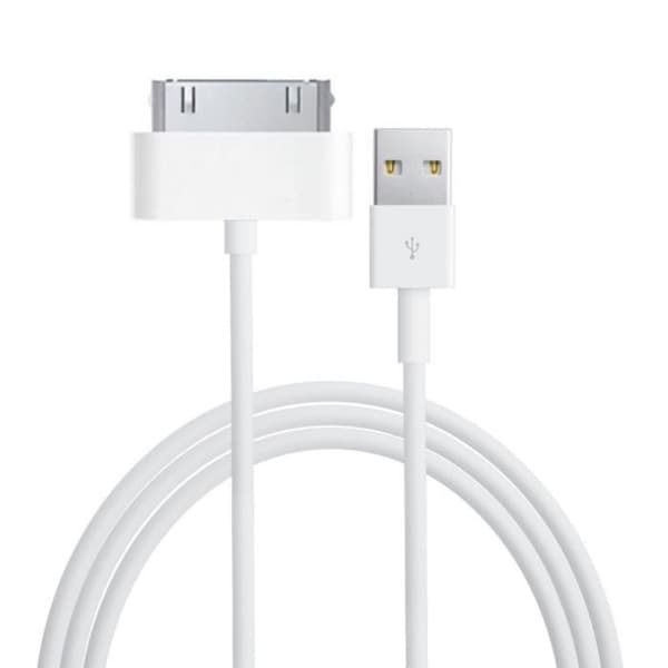 Kabel 1M + Vitladdare för iPad 1 - 2 - 3 - Phonillico® Vit