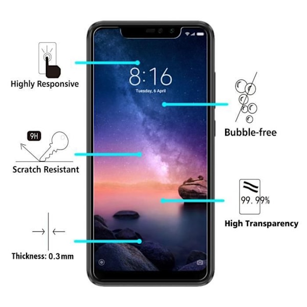 Verre Trempe Xiaomi REDMI NOTE 6 PRO - [Pack 3] Film Glas Beskyttelse Skærm Ultra Modstandsdygtig [Phonillico®]