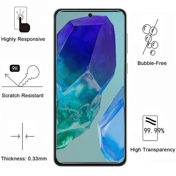 Suojakalvo - Phonillico - Samsung Galaxy M55 5G - 4 kappaletta - Karkaistu lasi - Naarmunkestävä Transparent