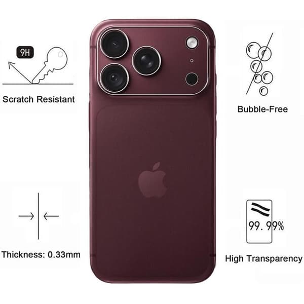 Skyddskamera för iPhone 18 PRO MAX [2-pack] Härdat Glas Bakre Kameraskydd Phonillico® Transparent