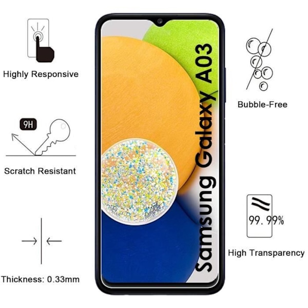Coque til Samsung A03 og 2 hærdede glas skærmbeskyttelse Phonillico® Transparent