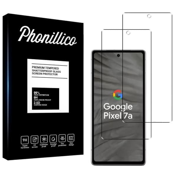 Skyddsglas - Phonillico - Google Pixel 7a - 2-pack - Härdat glas - Ridsäkert Transparent