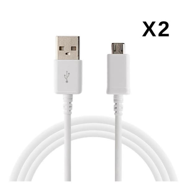 Kabel til Samsung Galaxy Tab A 8.0 2019 - Hvid micro usb kabel 1 Meter [LOT 2] Phonillico®