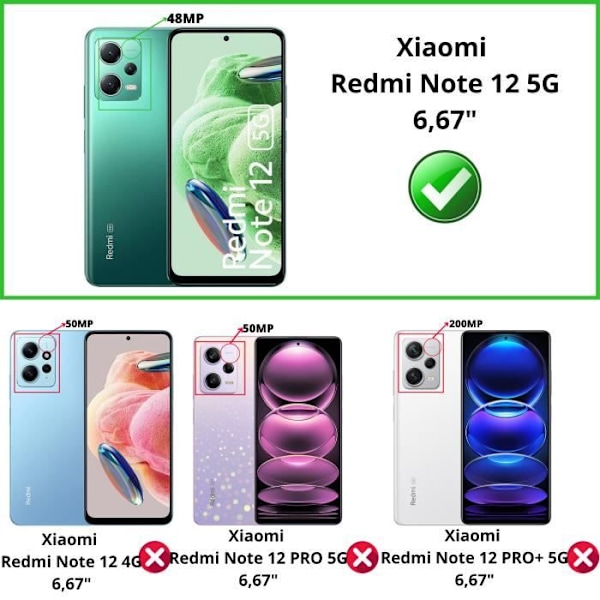 Coque til Xiaomi Redmi Note 12 5G - Sort Wallet med Magnetisk Klap og Kortopbevaring Phonillico®