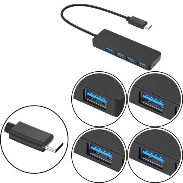 USB-C HUB-adapter - Ospecificerad - 4 portar - USB 3.0 - Kompatibel med PC och extern hårddisk