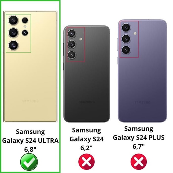 Chockskydd - Phonillico® - Samsung Galaxy S24 ULTRA - Mjuk silikon - 2 härdade glas - Antispion Svart