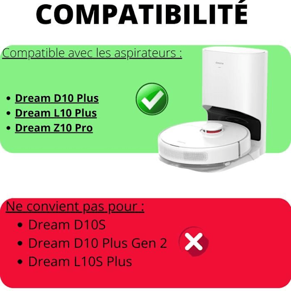 Packtillbehör för Dream D10 Plus/L10 Plus/Z10 Pro - Väska/Filt/Trasa/Sidoborste/Utrullningsverktyg Phonillico®