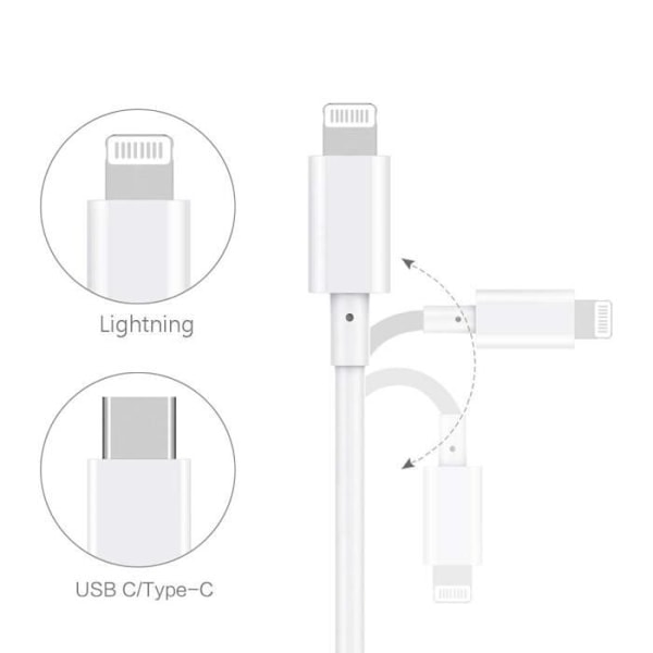 USB-C Lightning -kaapeli 2m iPhone 14/14 PLUS/14 PRO/13/13 PRO/13 PRO MAX/SE 2022/12/12 MINI/12 PRO/11 PRO/11 PRO MAX Phonillico® Vit