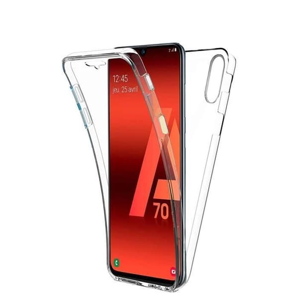 Coque til Galaxy A70 - Transparent Silikone i To Dele forfra Bagfra [Phonillico®] Transparent