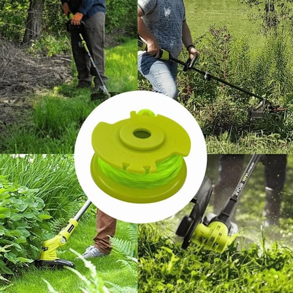 Bobine trimmertråd AC80RL3, kompatibel med Ryobi One+ 18V 24V 40V Ø2mm L3,4m [Sæt med 9 bobiner + 2 låg] Phonillico® Gul