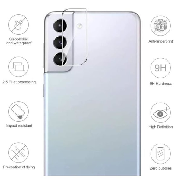 Kameran Täysipeite Samsung S21:lle [2 kpl] Karkaistu Lasinen Takakamera Kalvo Phonillico®
