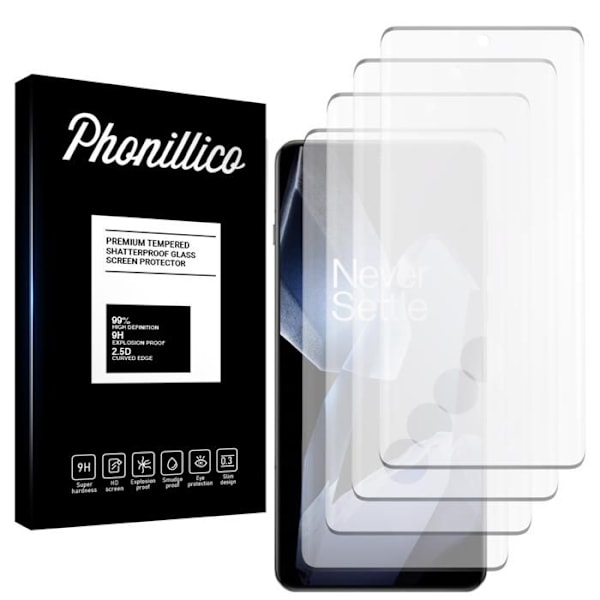 Härdat glas - Phonillico - OnePlus 13 - Pack om 4 - Repellerande mot repor - Skärmskydd Transparent