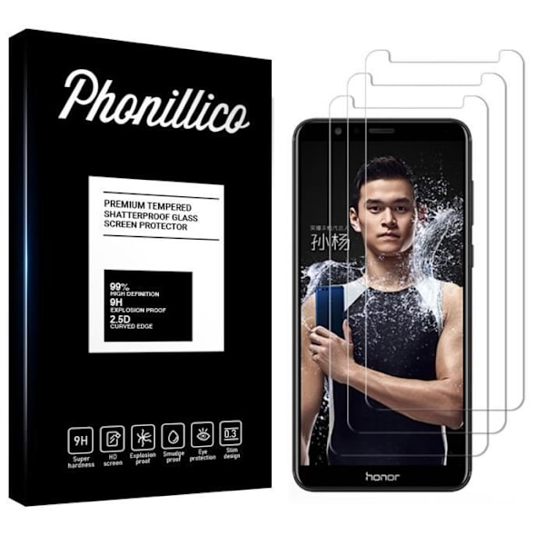 Film Glas Skydd för Skärm - Phonillico® - Huawei HONOR 7X - Paket med 3 - Härdat Glas - Repbeständig