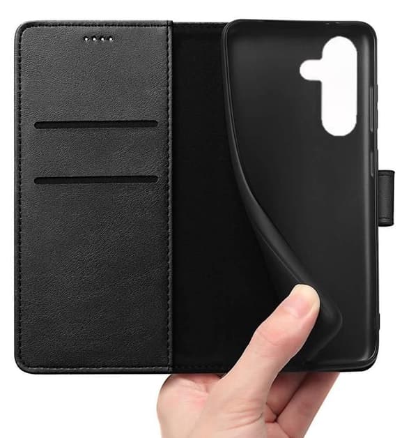 Coque til Samsung Galaxy A36 5G - Sort Wallet med Magnetlås til Kortopbevaring Phonillico® Svart