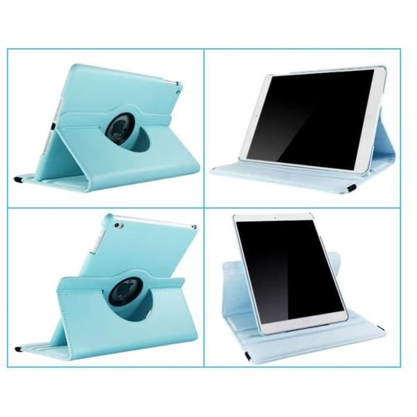 Coque Rotative 360 - Phonillico - Apple iPad AIR 2/AIR 1 - Lyseblå - Elastisk Beskyttelse - Multi-positioner Blå