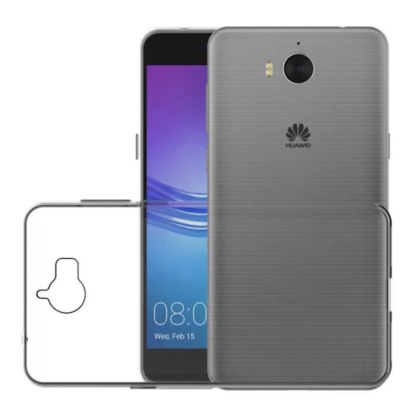 Telefoncase - Phonillico® - HUAWEI Y6 2017 - Transparent Silikone - Tempereret Glas - Ultra Slim Transparent