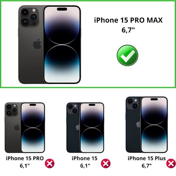 Takakupu ja kamera - Phonillico - iPhone 15 PRO MAX - Pakkaus 2 - Temperoitua lasia - Naarmunkestävä Transparent