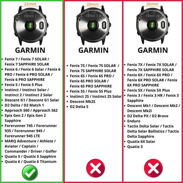 Armbånd til Garmin Instinct - Instinct Solar - Instinct 2 - Instinct 2 Solar - Sort Silikone 22mm QuickFit Phonillico®