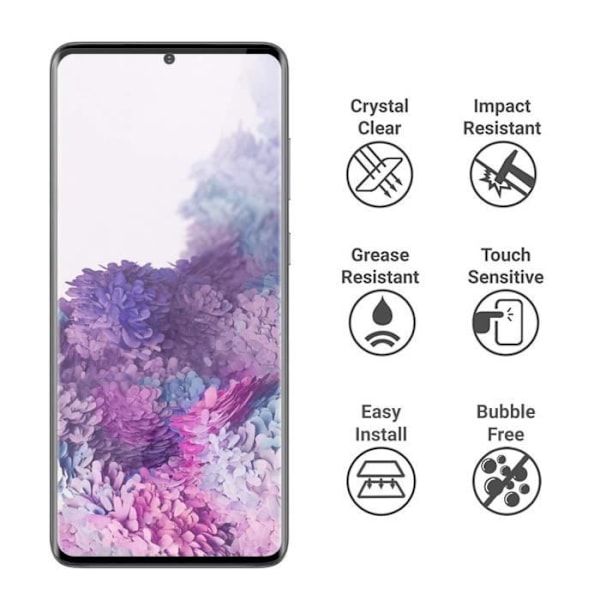 Hærdet Glas - Phonillico® - Samsung Galaxy S20 PLUS - Pakke med 2 - Sort Kant - Ridsefrit Transparent, svart