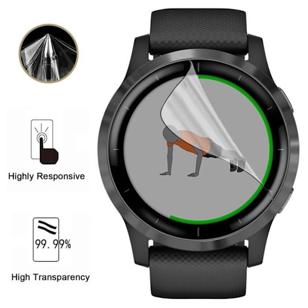 Skyddande skärm för Garmin Vivoactive 4s - 40mm [Pack 8] Hållbart Ultrafint Plastskydd Phonillico Transparent