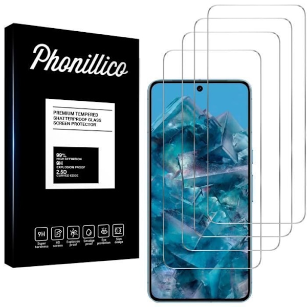 Suojakalvo - Phonillico® - Google Pixel 8 PRO - 4 kappaleen pakkaus - Karkaistu lasi - Naarmunkestävä Transparent