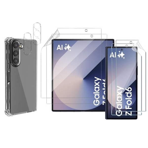 Coque pentru Samsung Galaxy Z FOLD 6 ja näytön suoja muovista ja lasista kamera Phonillico® Transparent