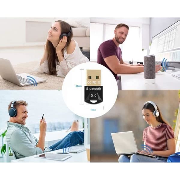 Bluetooth Dongle USB - Phonillico - Bluetooth 5.0 - Kompatibel med Windows 11-7 - Hurtig transmission