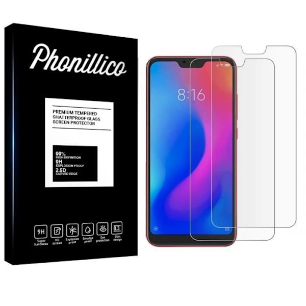 Skärmskyddsfilm - Phonillico® - Xiaomi MI A2 LITE - Pack om 2 - Härdat glas - Repbeständigt