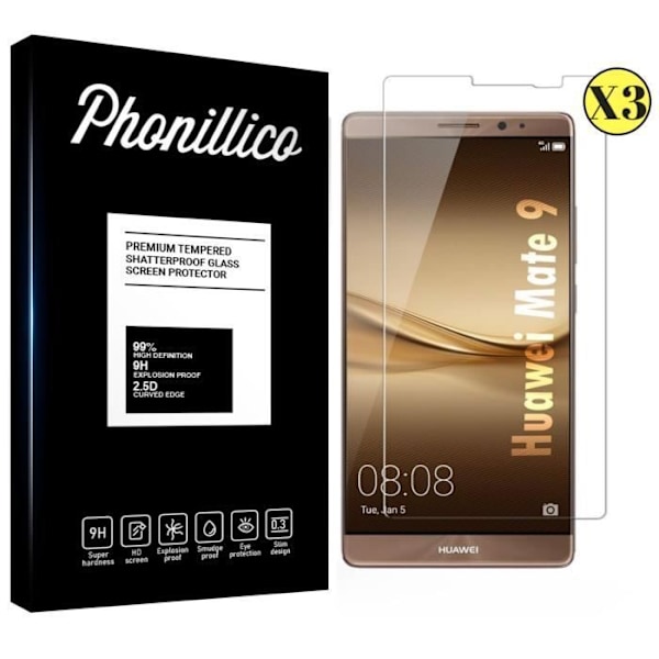 Film til beskyttelse af skærm - Phonillico® - Huawei MATE 9 - Pakke med 3 - Hærdet glas - Kradsesikker
