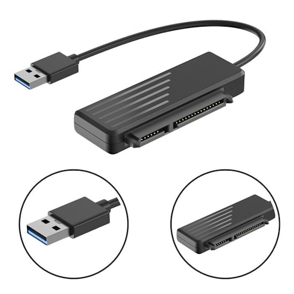 USB 3.0 til SATA-adapter - PHONILLICO - HDD/SSD 2,5" - Plug&Play - Kompatibel med Windows/Mac/Linux
