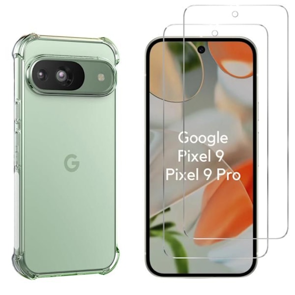 Skydd för Google Pixel 9 / Pixel 9 Pro och 2 Skyddsfilmer i Härdat Glas Phonillico® Transparent