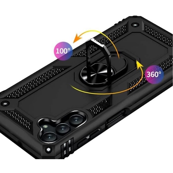 Svart skal till Samsung Galaxy A13 5G - Stötsäkert skydd Militärstil Robust Ring Ring 360 Roterande Phonillico® Svart