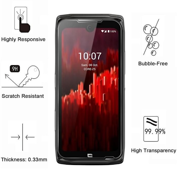 Karkaistu Lasi - Phonillico® - Crosscall Core Z5 - 2 kappaleen pakkaus - Näyttösuoja - Naarmunkestävä Transparent