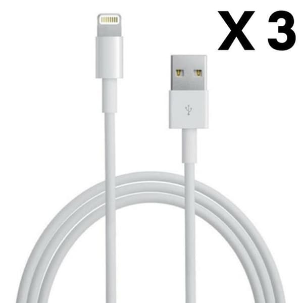 USB Lightning-kablar - Phonillico® - 3-pack - 1 meter - Kompatibel med iPad 2017-2018-AIR-MINI-PRO Vit