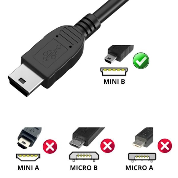 Kaapeli Canon PowerShot A10/A100/A1000 IS/A1100 IS/A1200/A1300/A1400/A20 - MINI USB/USB 2.0 Musta 1 Metrin Phonillico® Svart