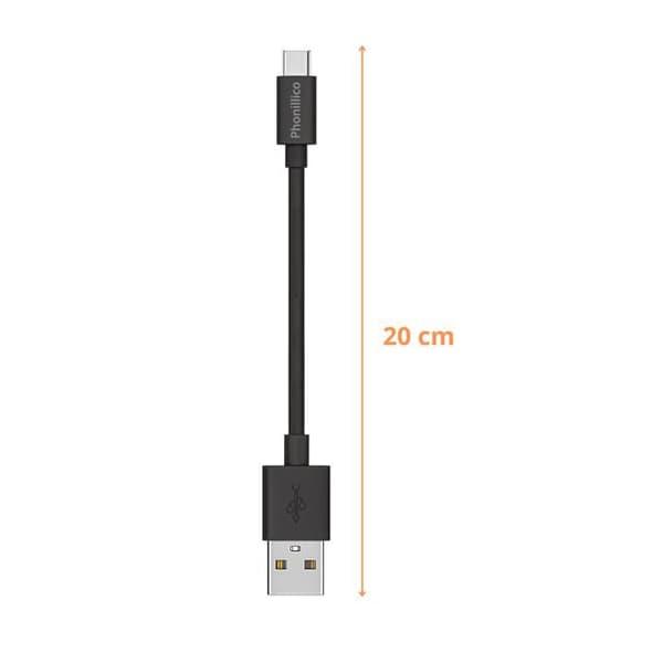 Kaapeli 20cm USB-C Musta Xiaomi REDMI NOTE 9 / NOTE 9 PRO / NOTE 10 / NOTE 10 PRO Phonillico® Svart