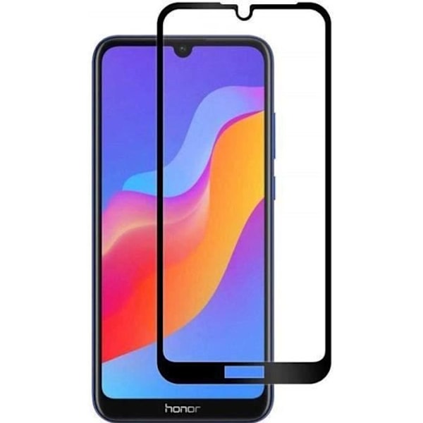 Hærdet Glas - Phonillico® - Huawei HONOR 8A - Sort Kant - Ridsefast - Skærmbeskyttelse Svart