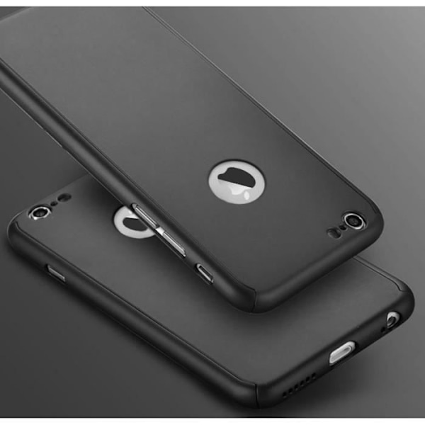 Apple iPhone 8 yhteensopiva kuori - Musta kuori + Karkaistu lasi - 360 Kova muovikuori täydellinen Phonillico®