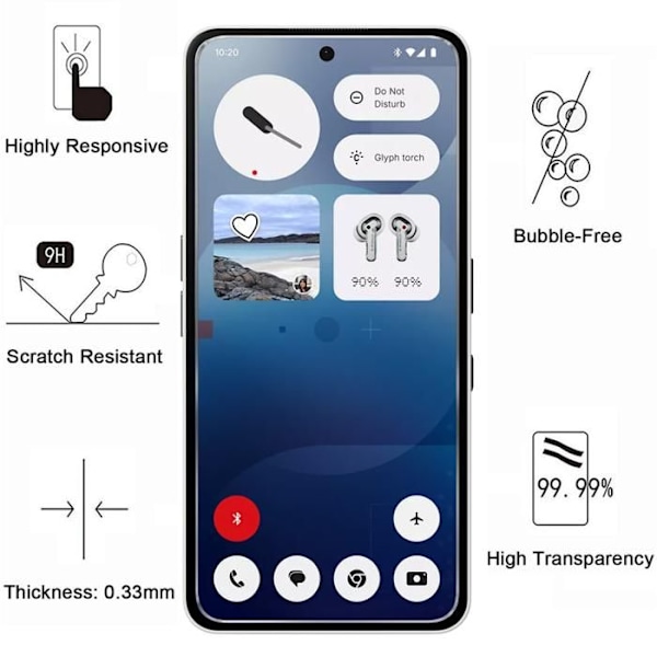 Härdat Glas - Phonillico® - Nothing Phone 3a - Förpackning med 2 - Repavvisande - Transparent Transparent