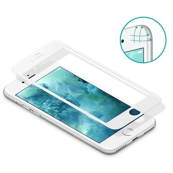 Härdat Glas - Phonillico® - iPhone 7 - Vit Kant - Ultra Resistenta - Skärmskydd Vit