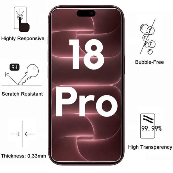 Cover til iPhone 18 PRO og 2 Tempered Glass Skærmbeskyttelse Phonillico® Transparent