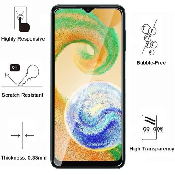 Skyddsglas - Phonillico - Samsung Galaxy A04S - Paket med 2 - Härdat glas - Represistent Transparent