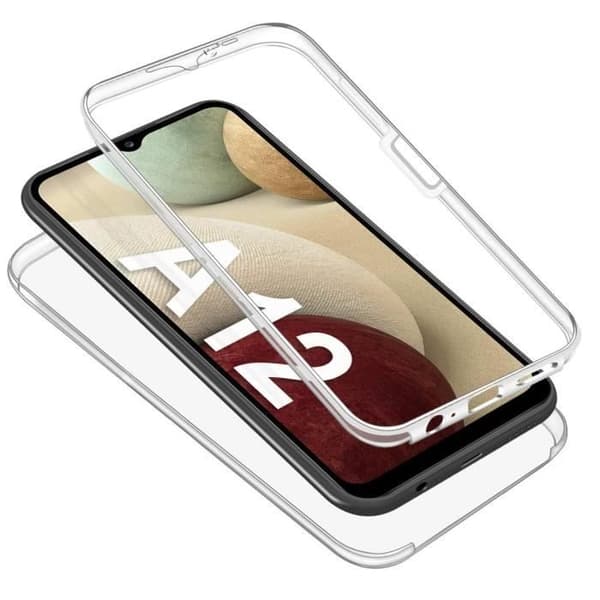 Coque til Samsung A12 - Hætte Etui Silikone Integral Transparent 2 Dele Front Bag Emboerbar Phonillico® Transparent