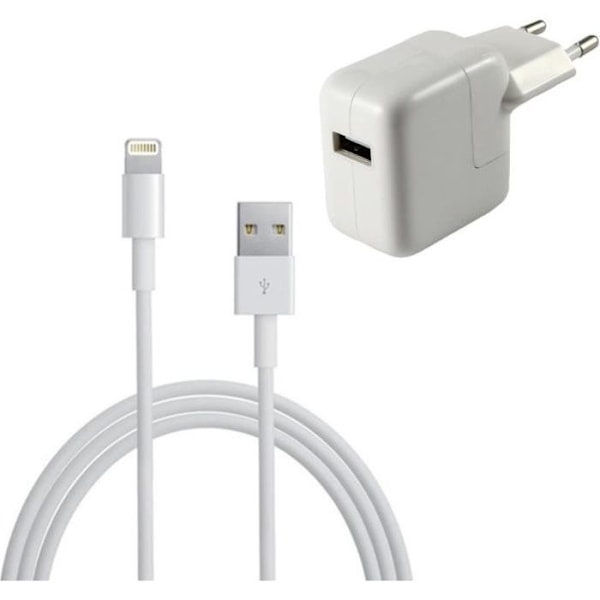 [Kompatibel iPad 2017 - 2018 - AIR - MINI - PRO] Kabel 1M + Vit Väggladdare [Phonillico®]