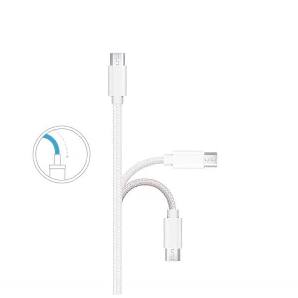 Kabel til ASUS ZENFONE 5 LITE - 4 MAX - 3 MAX - MAX M1 - MAX M2 - GO - Micro USB Nylon Vævet Sølv Hvid [Phonillico®]