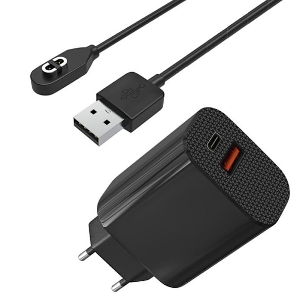 Laddare 12W + Kabel Kompatibel med AfterShokz Shokz OpenRun OpenComm Aeropex - Laddning för Phonillico® Klocka Svart