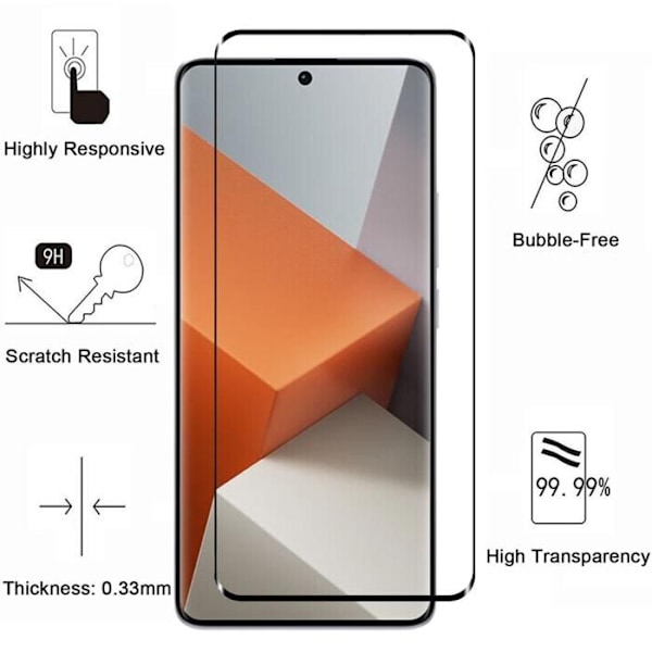 Coque Xiaomi Redmi Note 13 PRO PLUS 5G / Redmi Note 13 PRO+ 5G ja 2 Karkaistua Lasia Näytön Suojakalvo Phonillico® Transparent