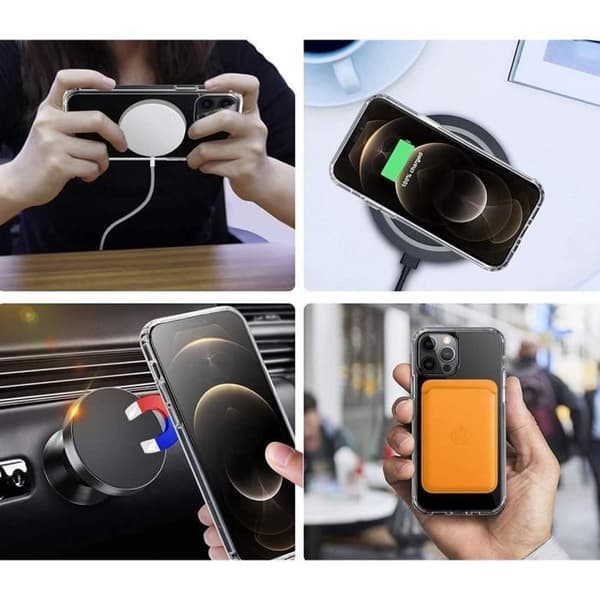 Coque til iPhone 13 PRO (6,1") - Transparent silikone med indbygget magnetcirkelsystem Phonillico® Transparent