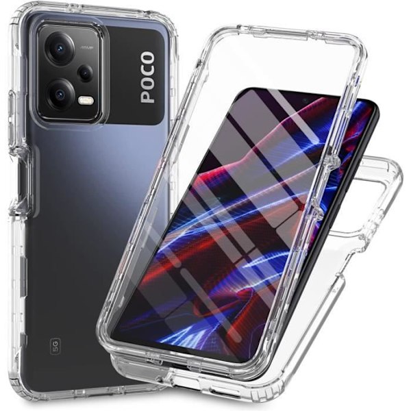 Coque til Xiaomi Poco X5 5G - Housse Etui 360 Integreret Transparent 2 Dele Foran Bagpå Emboitable Phonillico®