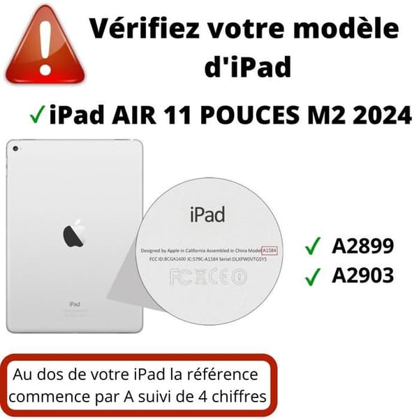 Coque Sort iPad Air 11 tommer M2 2024 - Hætteetui roterende 360 beskyttelse elastisk lukning Phonillico Svart